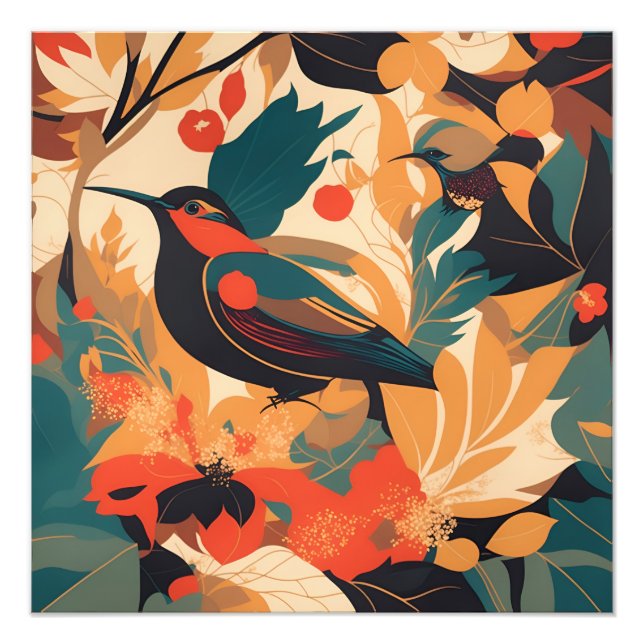 Foto Folhas florais de aves vivas #2 (Frente)