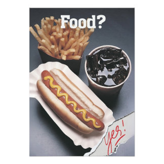 Foto Food? Yes! Funny Hot Dog & Fries Art Print