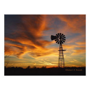Foto Foto/Poster de Silhouette Sunset do Kansas Windmil