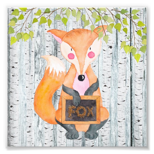 Foto Fox- Woodland Friends - Ilustração Watercolor (Frente)