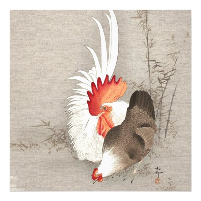 Foto Frango e Galo por Ohara Koson (Frente)