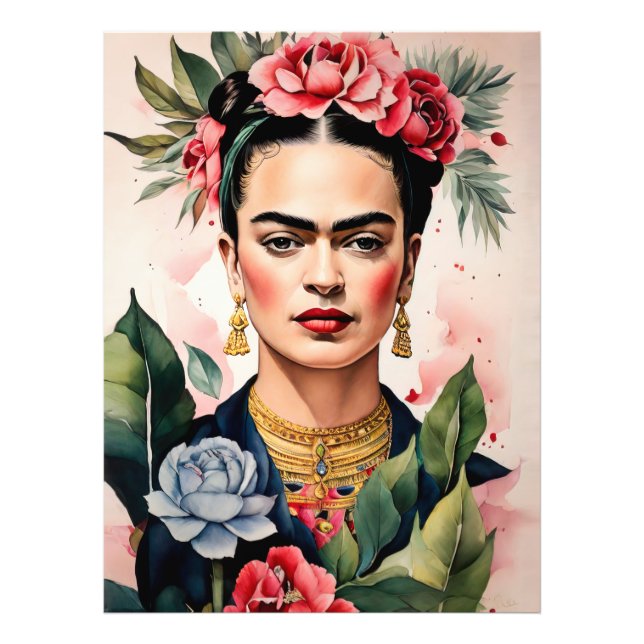 Foto Frida Kahlo Portrait with Flowers (Frente)