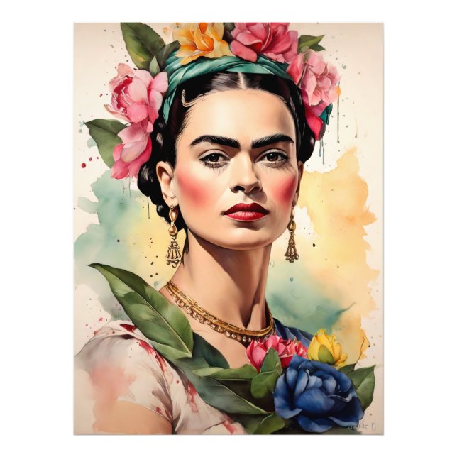 Foto Frida Kahlo Portrait with Flowers (Frente)