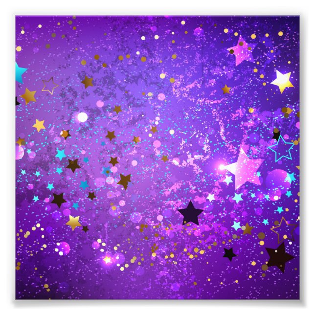 Foto Fundo de folhas roxas com estrelas (Frente)