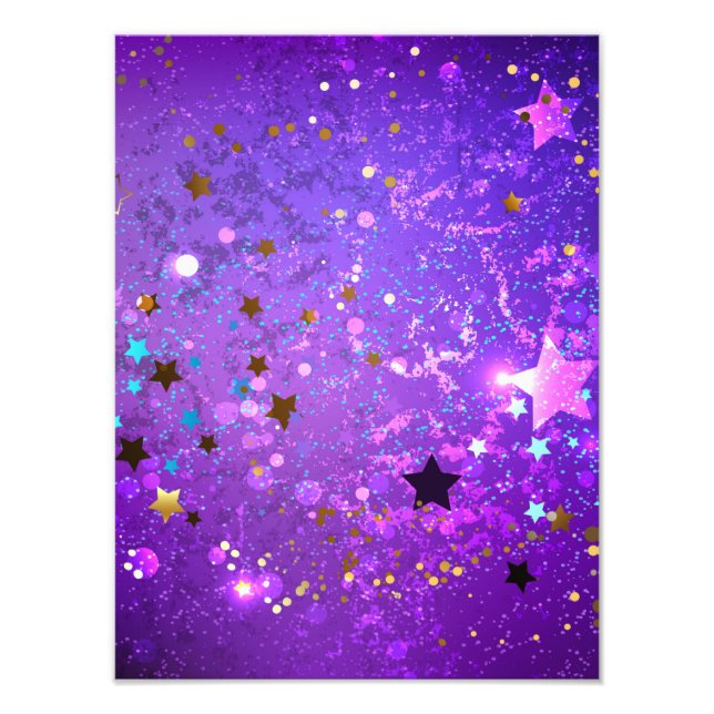 Foto Fundo de folhas roxas com estrelas (Frente)