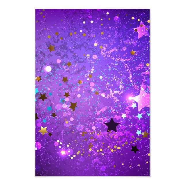 Foto Fundo de papel alumínio roxo com estrelas (Frente)