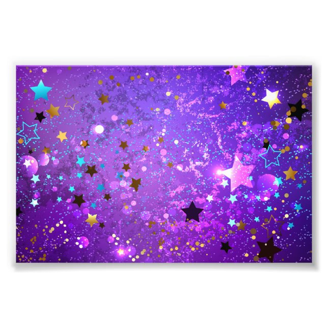 Foto Fundo de papel alumínio roxo com estrelas (Frente)