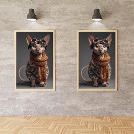 Foto Funny Cat Pilot with Goggles Cool Aviator Aviation