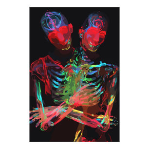 Foto Fusão de Arte com Abraço de Esqueleto de Neon