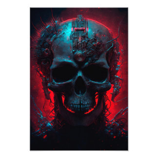 Foto Futuristischer Totenkopf mit glühendem Hintergrund