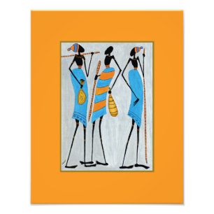 Foto Gakonga African art, Watercolor Maasai Warriors