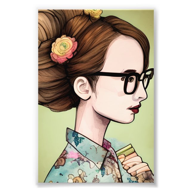 Foto Garota Asiática Nerd Segurando Livros (Frente)