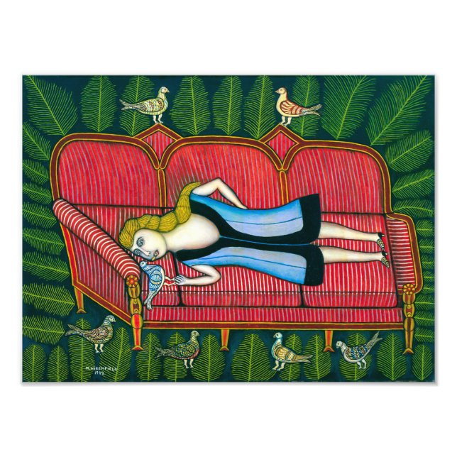 Foto Garota com Pombos | Morris Hirshfield | (Frente)