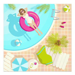 Foto garota da festa na piscina de biquíni no verão na 