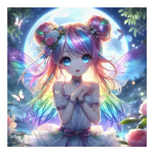 Foto Garota de Anime Cabelo Arco-íris Cantando Fada da