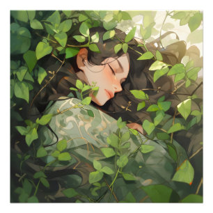 Foto Garota dormindo na floresta
