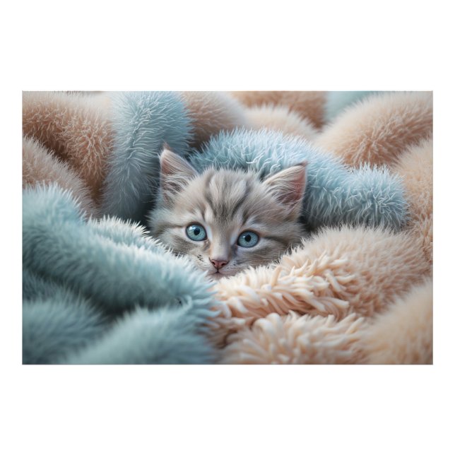 Foto Gatinho Fofinho em um Cobertor Macio (Frente)