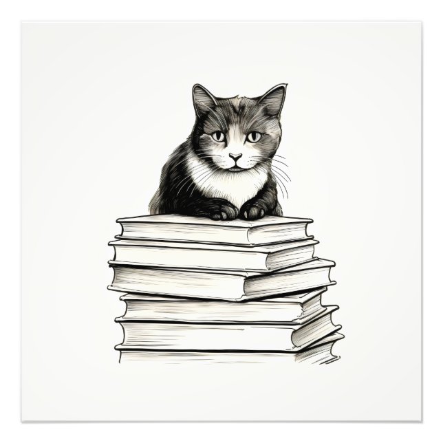 Foto Gatinho Fofo em Livros (Frente)