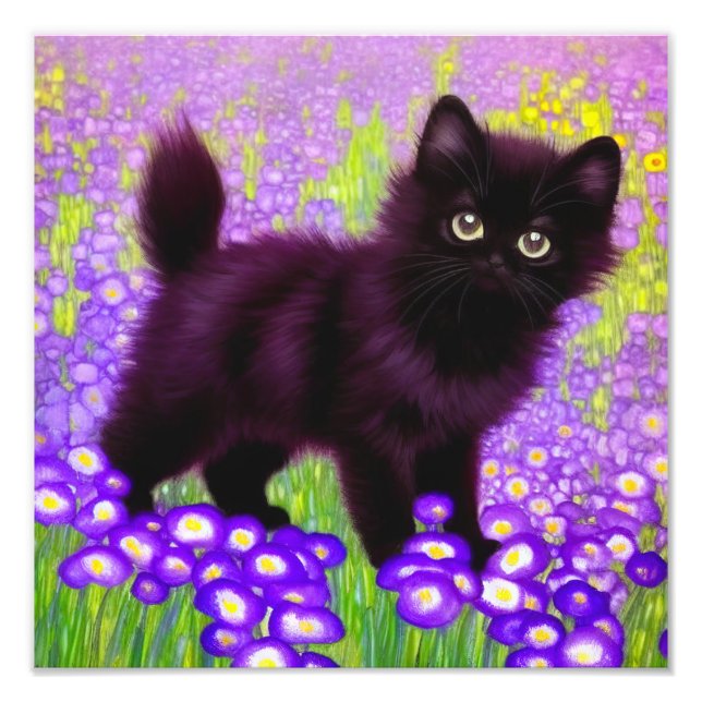 Foto Gatinho Preto Gustav Klimt (Frente)