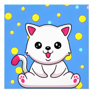 Foto Gato branco de desenho animado