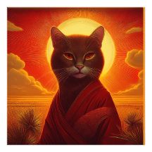 Gato Cinza Vestindo Robe Fashion Em Cena Do Pôr Do