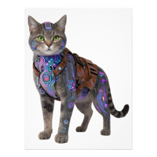 Foto Gato Circuito Cyberpunk – Fera da Tecnologia Neon