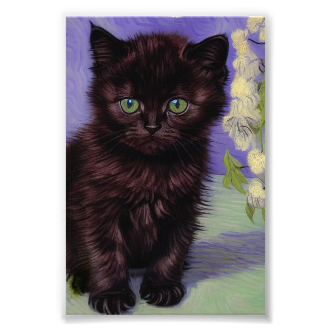 Foto Gato de estilo Van Gogh com Flores Brancas (Frente)