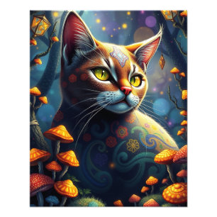 Foto Gato de Fantasia Mágica da Floresta de Cogumelo