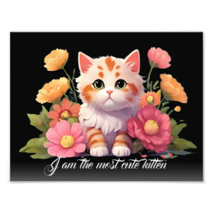 Foto Gato de Gato de Gatinho Cinto Branco em Preto Flor