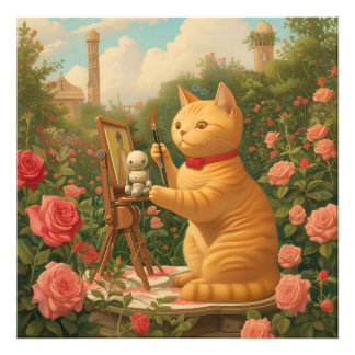 Foto Gato e Pequeno Robô Maravilhoso: Arte no Jardim
