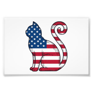 Foto Gato Patriótico Desenho Vetorial de Gravura Vintag