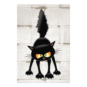Foto Gato Preto de Desenho Animado Engraçado e Feroz 
