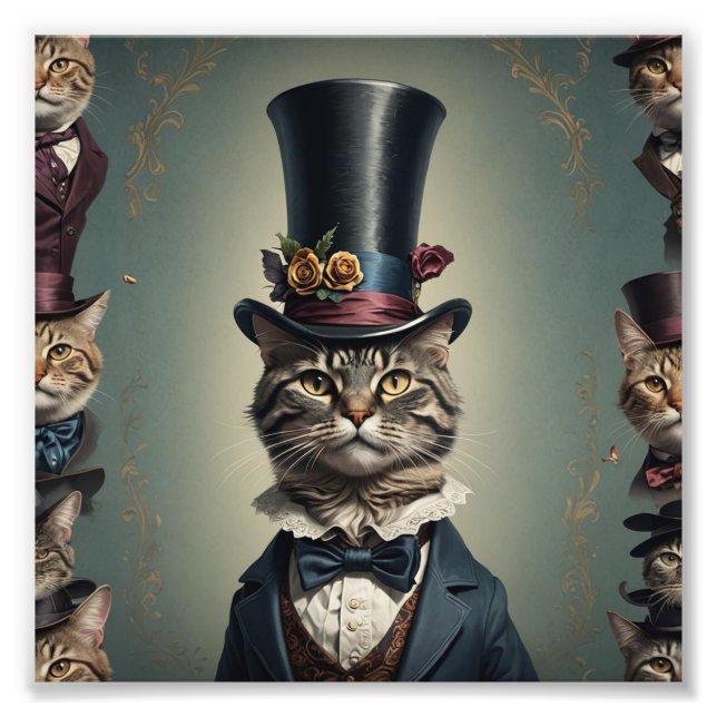 Foto Gato vitoriano com Tophat (Frente)