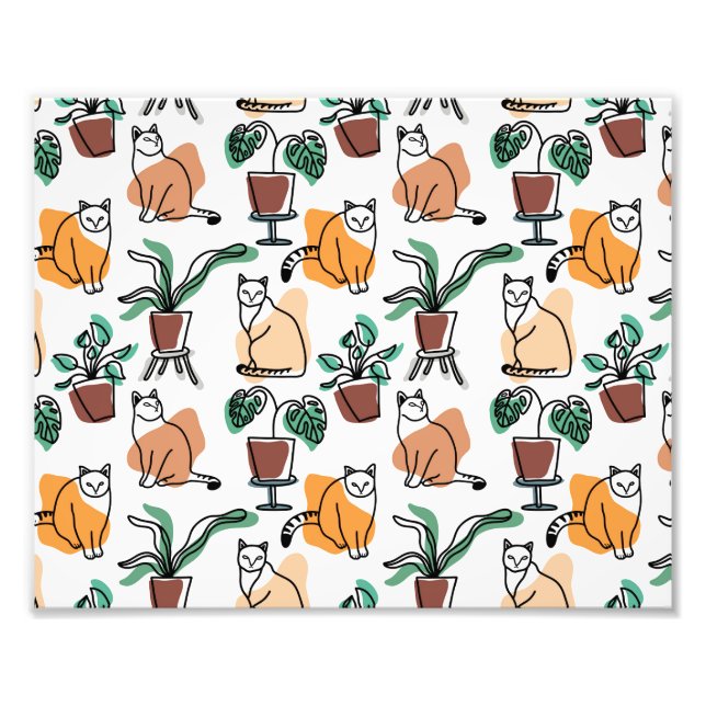 Foto Gatos e flores para desenho de linhagens (Frente)