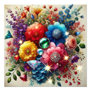 Foto Gemstone Elegance Vibrant Watercolor Master Floral