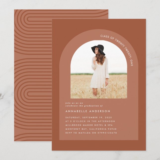 Foto geométrica mínima boêmica do terracotta (Frente/Verso)