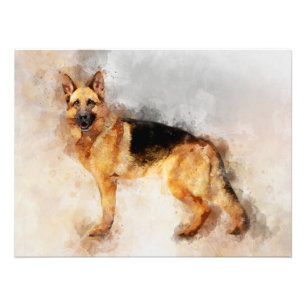 Foto German shepherd Cachorro Portátil Aquarela 02