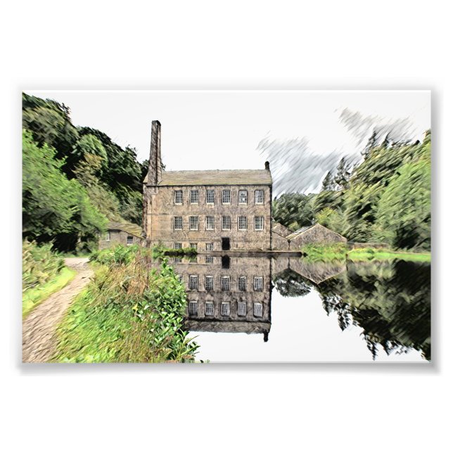 Foto Gibson Mill, Hardcastle Crags Desenho a Lápis (Frente)