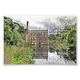 Foto Gibson Mill, Hardcastle Crags Pintura em Aquarela