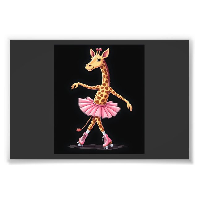 Foto Girafa De Patins Em Tutu Rosa E Camiseta (Frente)