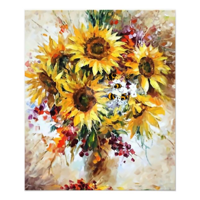 Foto girassol com abelhas (Frente)