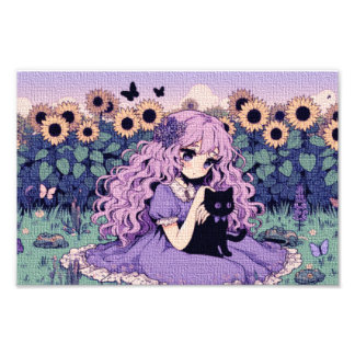 Foto Girl in Sunflower Field – Menina no campo de giras