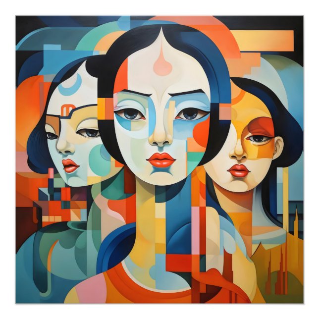 Foto Girls Colorful Abstrato Art (Frente)