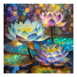 Foto Glowing Lotus Flowers Trio