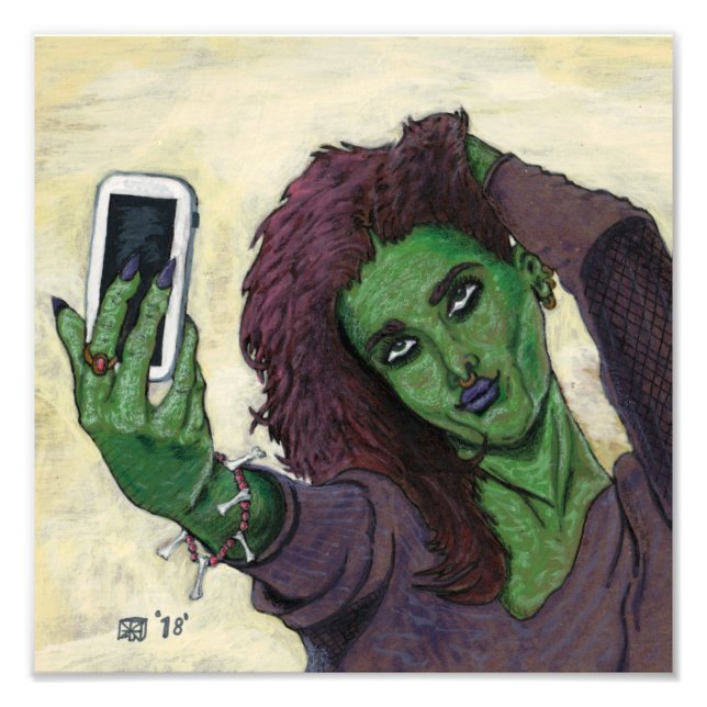 Foto Goblin Girl Phone Selfie Fantasy Art Photo Impress (Frente)
