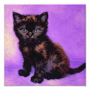 Foto Gogh Style Purple Cat
