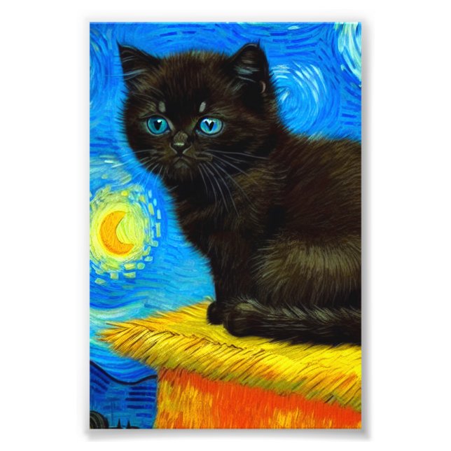 Foto Gogh Style Starry Night Cat (Frente)