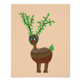 Foto Gond Reindeer Indian Folk Art Digital Red