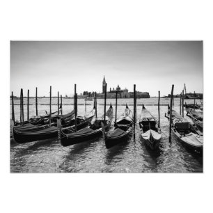 Foto Gondolas em Veneza a preto e branco
