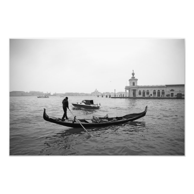 Foto Gondolier Veneza Itália paisagem negra e branca P (Frente)